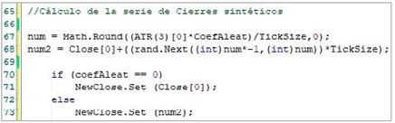 Código base. Cálculo de la serie de cierres sintéticos.