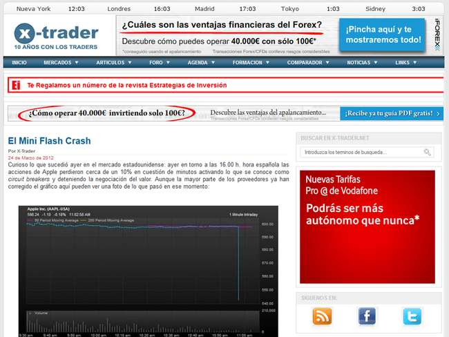 Aspecto de X-Trader.net en 2011