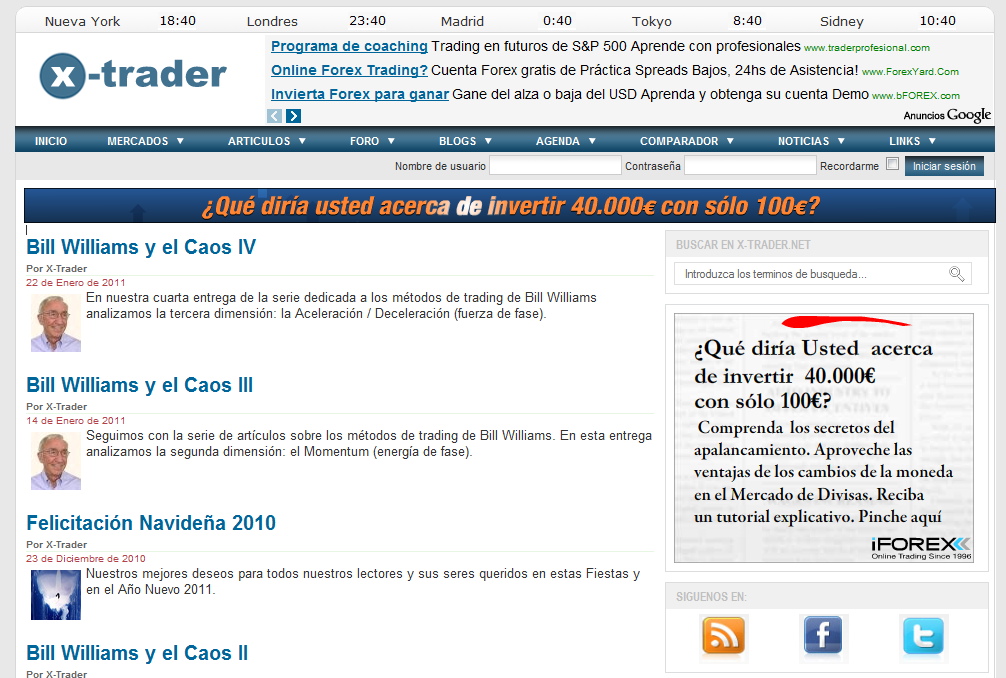 X-Trader Web en 2011