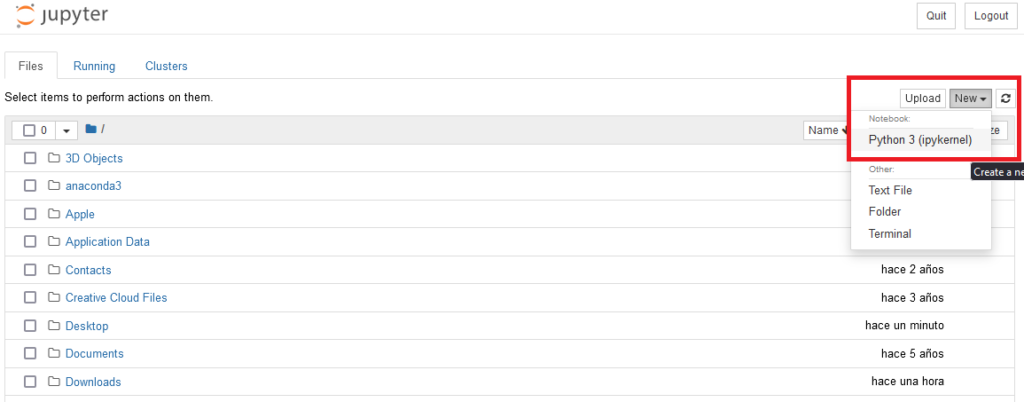Jupyter Notebook Navegador