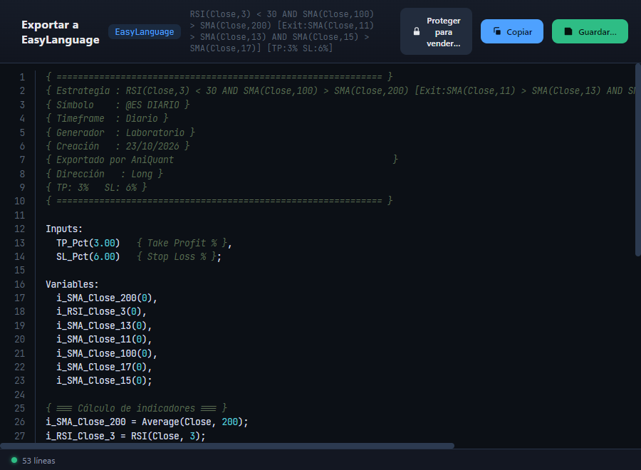 Export EasyLanguage