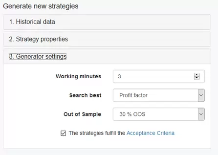 Expert Advisor Studio - Ajustes Generator