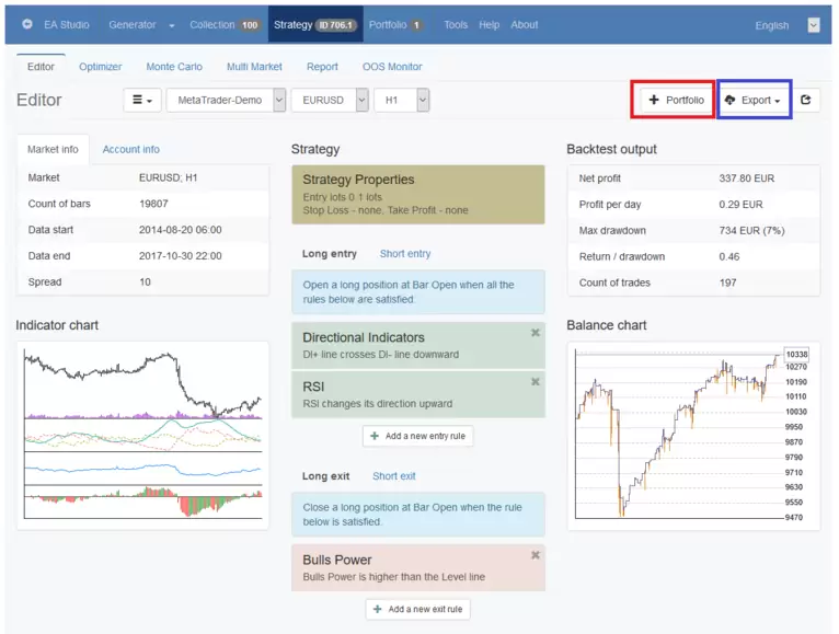 Expert Advisor Studio - Resultados