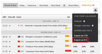 Importar ICS - Calendario FXStreet