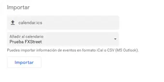 Importación de ICS en Google Calendar