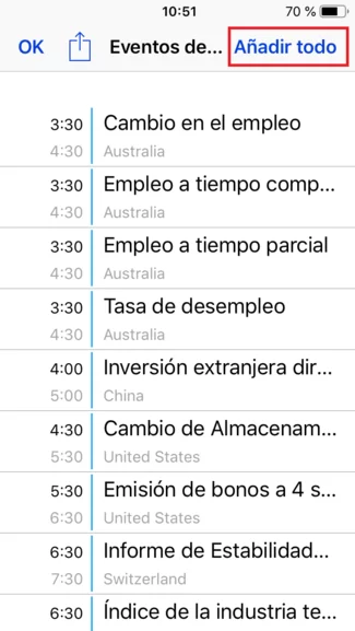 Exportar Calendar FXStreet iPhone