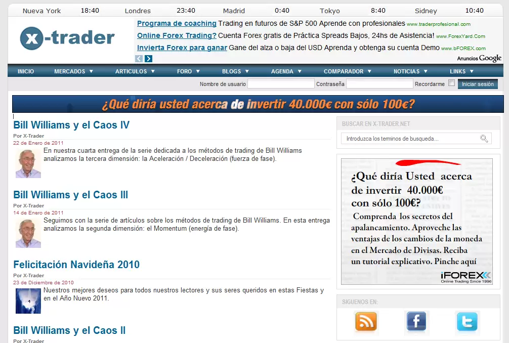 X-Trader Web en 2011