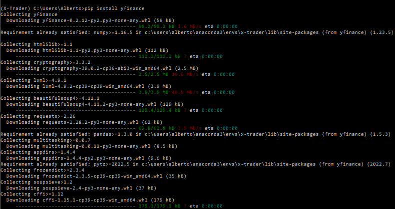 Instalando YFinance