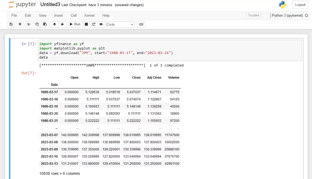 Jupyter Carga Datos