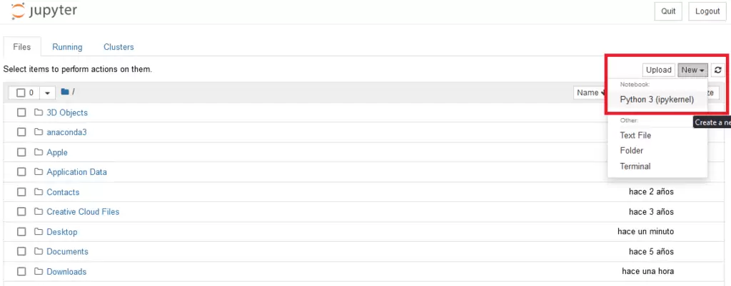Jupyter Notebook Navegador
